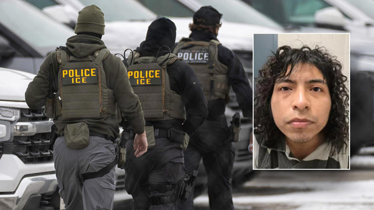 Georgia Sen. Jon Ossoff is facing criticism for a weekslong delay in responding to a brutal crime allegedly carried out by an illegal immigrant in Georgia. Inset: Kenneth Moreno Guzman, a Mexican national accused of raping an 11-year-old girl. Getty Images © John Moore/Getty Images; DHS